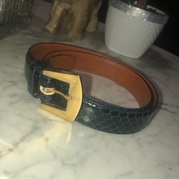 Genuine Snake Skin Leather Midnight Blue Jana belt - Picture 1 of 5